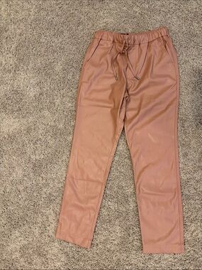 Wildfang Rose-Tan Faux Leather drawstring pants
